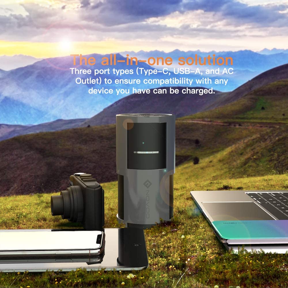 Novoo Power Bank with AC Outlet, 81W Portable Charger 22500mAh with USB C Port, USB 3.0 Quick Charge Port & UK Plug Port