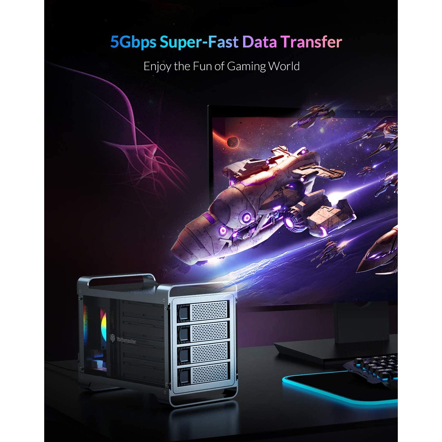 Yottamaster Aluminium USB3.0 External 5 Bay HDD Enclosure for 3.5"/2.5"
