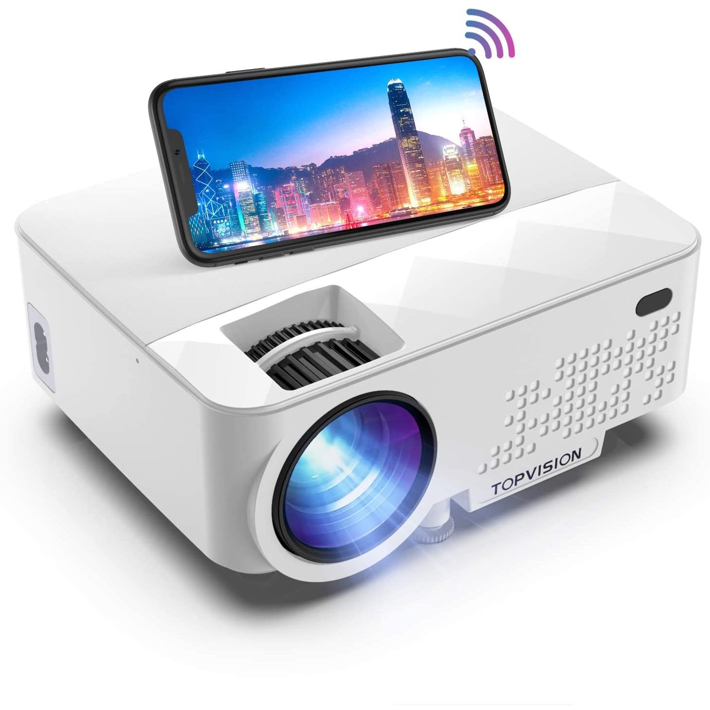 Topvision 6000 Mini Video Projector with Synchronize Smartphone Screen, 240" Display,Full HD 1080P Portable Home Cinema Projectors