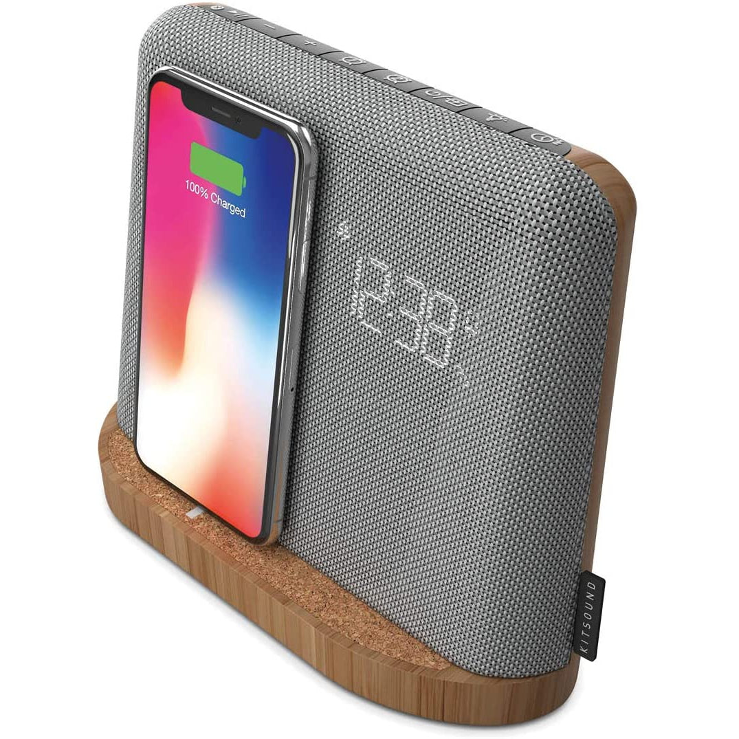 KitSound XDock Qi Charger Wireless Speaker Dock - Brown and Grey