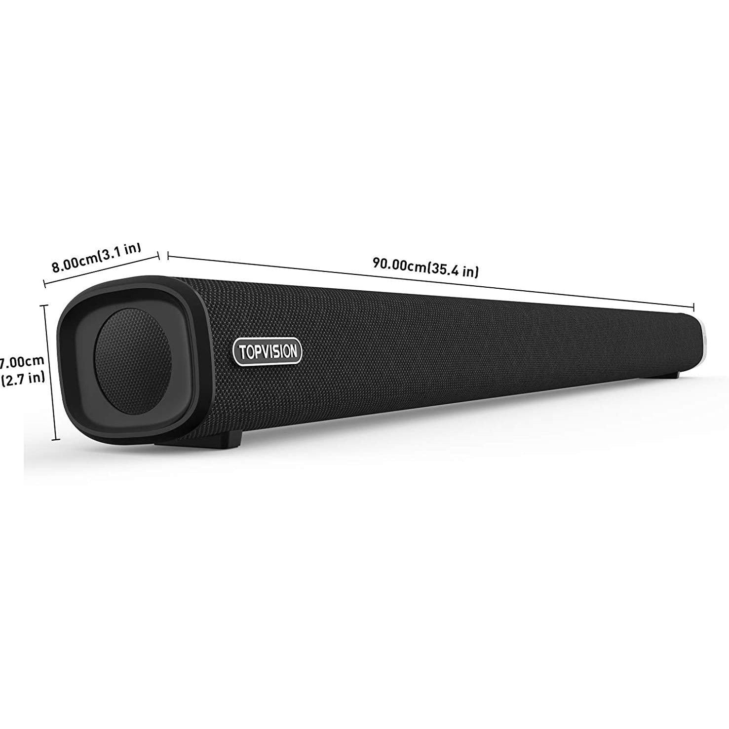 Top Vision SL01 120W Sound Bar for TV, 2.1CH Soundbar, Black