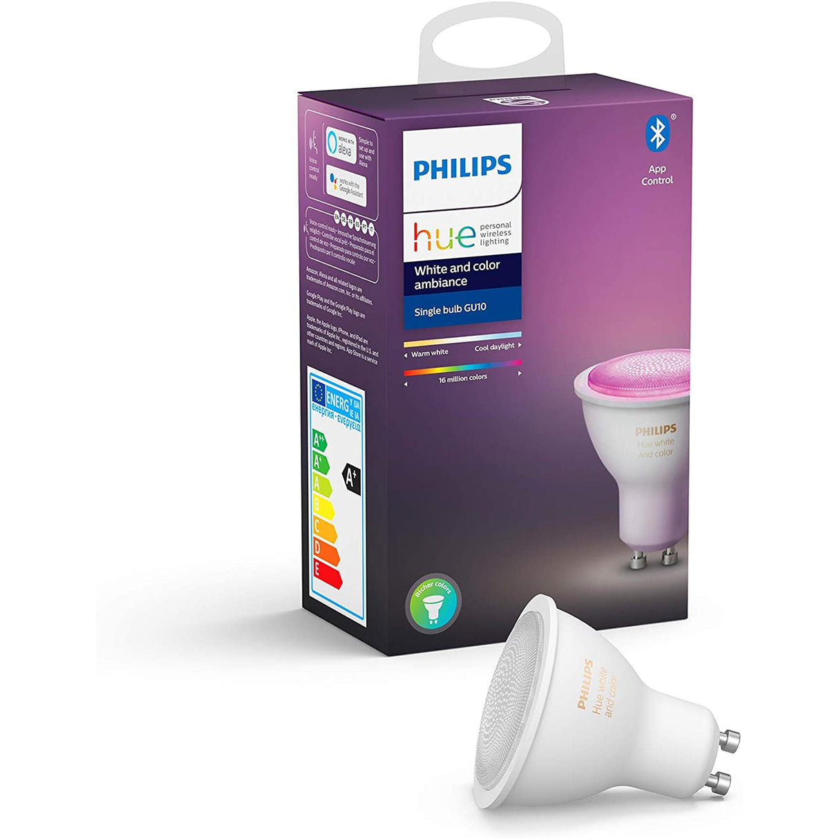 Philips Hue White & Colour Ambiance Wireless Lighting LED Light Bulb, 5.5W GU10 Bulb