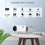 Topvision 6000 Mini Video Projector with Synchronize Smartphone Screen, 240" Display,Full HD 1080P Portable Home Cinema Projectors