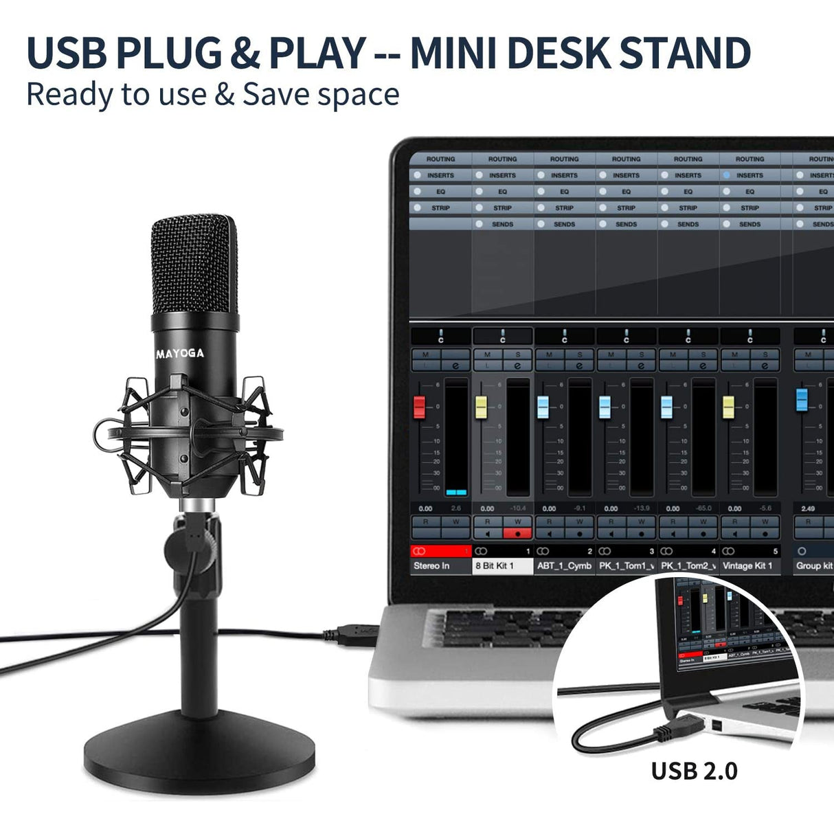 Mayoga USB Microphone 192kHz/24bit Condenser Cardioid Mic Kit