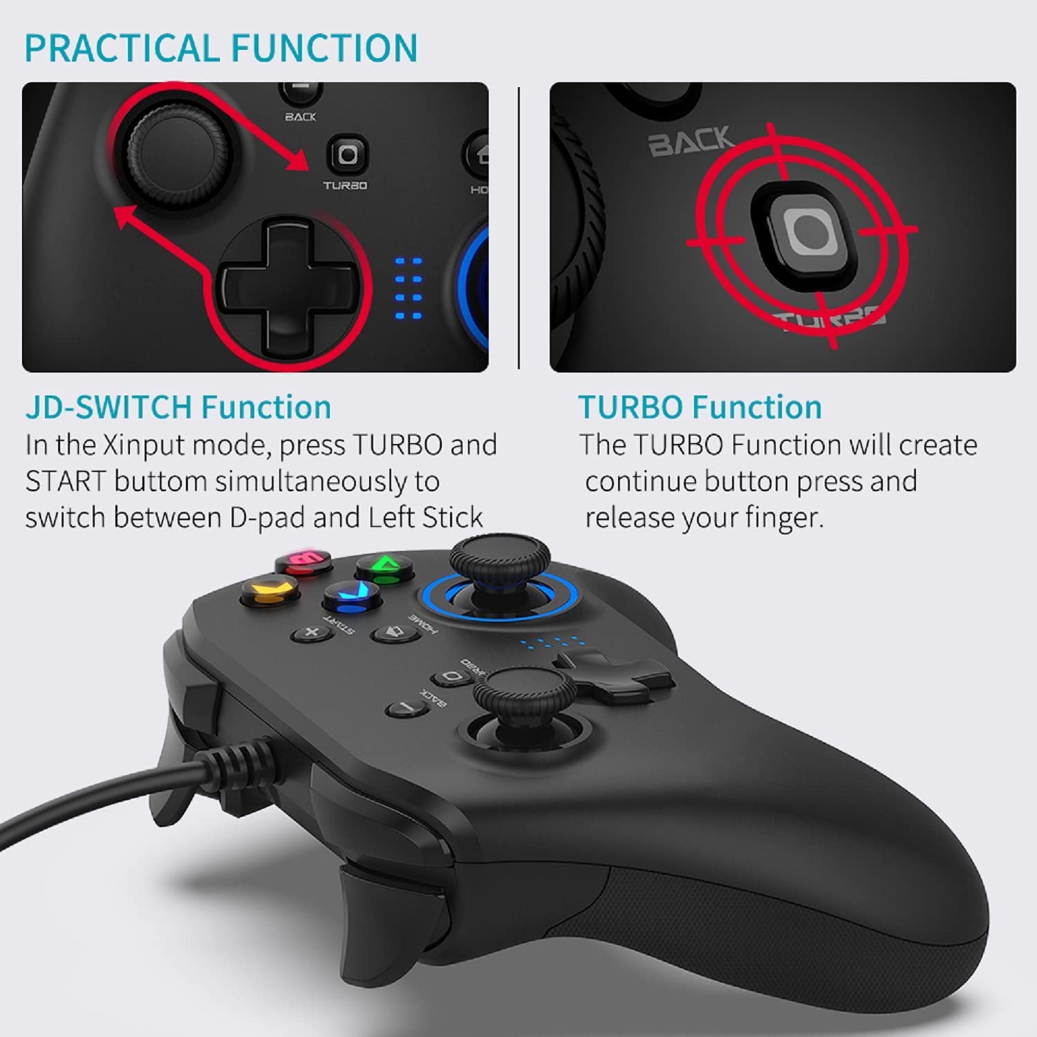 Wired Game Controller for PC, PS3, Nintendo Switch, Laptop