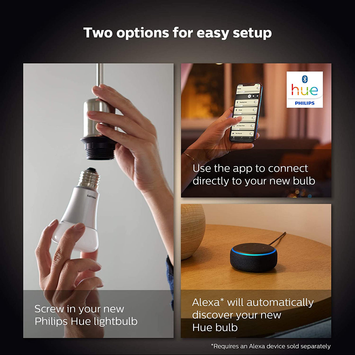 Philips Hue White Smart Candle Bulb Twin Pack LED. E14 Small Edison Screw with Bluetooth
