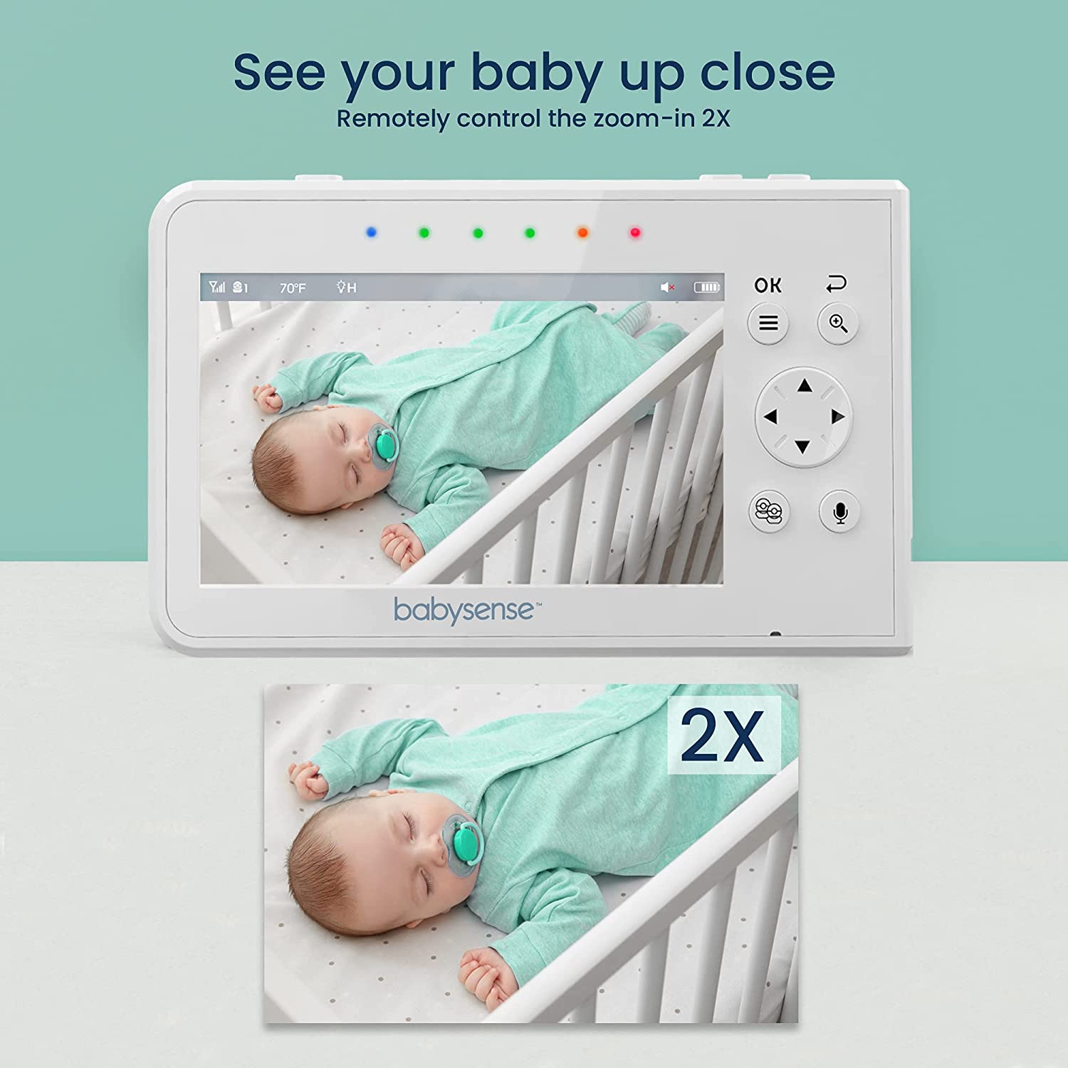 Babysense Video Baby Monitor, 4.3 Inch Split Screen with Two Cameras and Audio