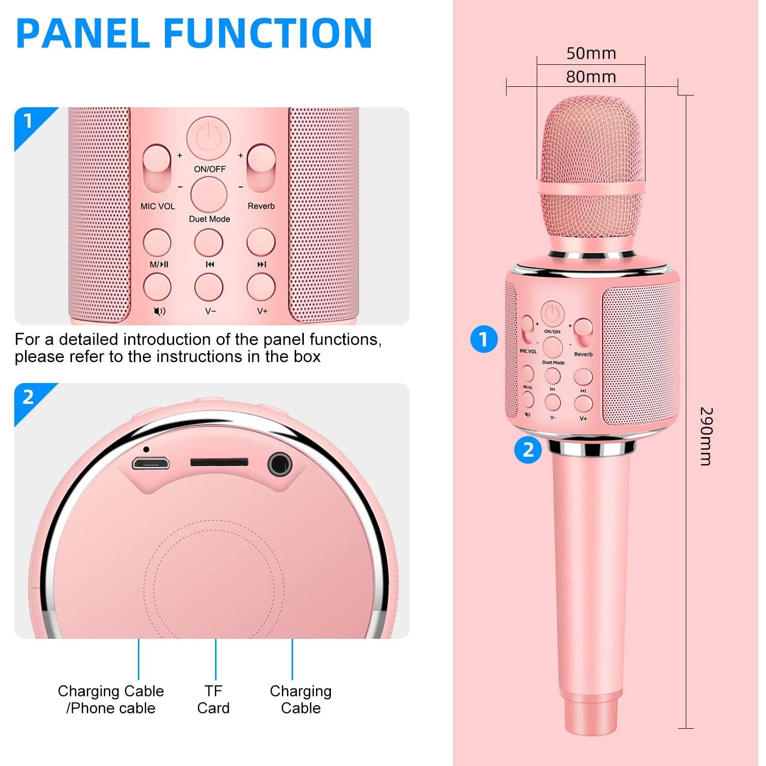 Aokeo Karaoke Microphone K-1 Wireless Karaoke Machine, Pink