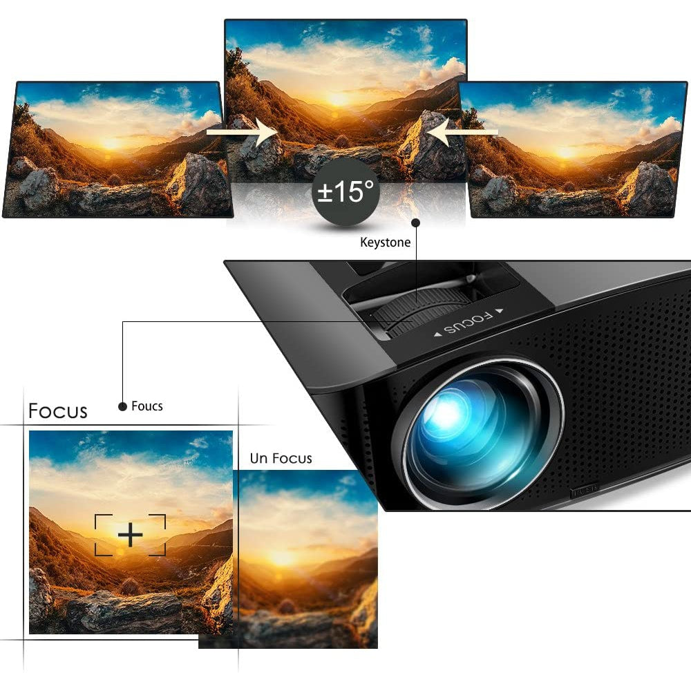GooDee 6800L HD Video Projector, Black