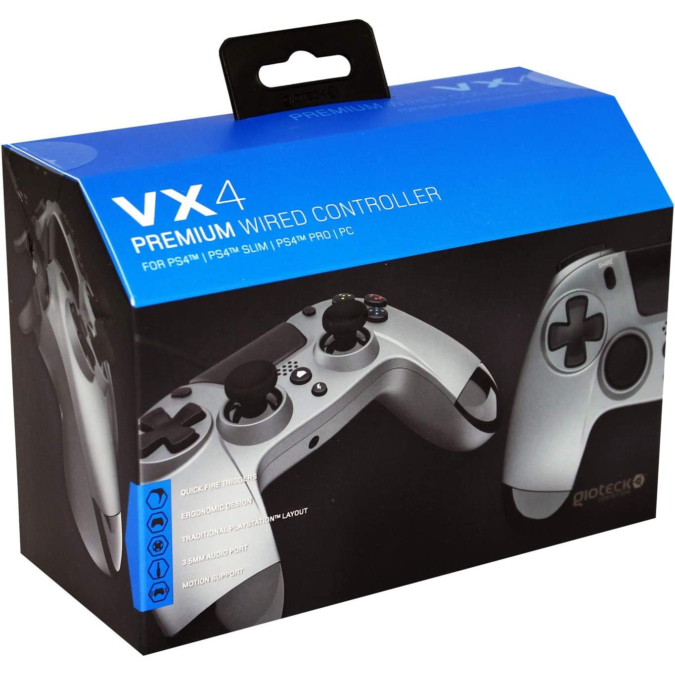 Gioteck VX-4 Wired Controller for PlayStation 4, Silver