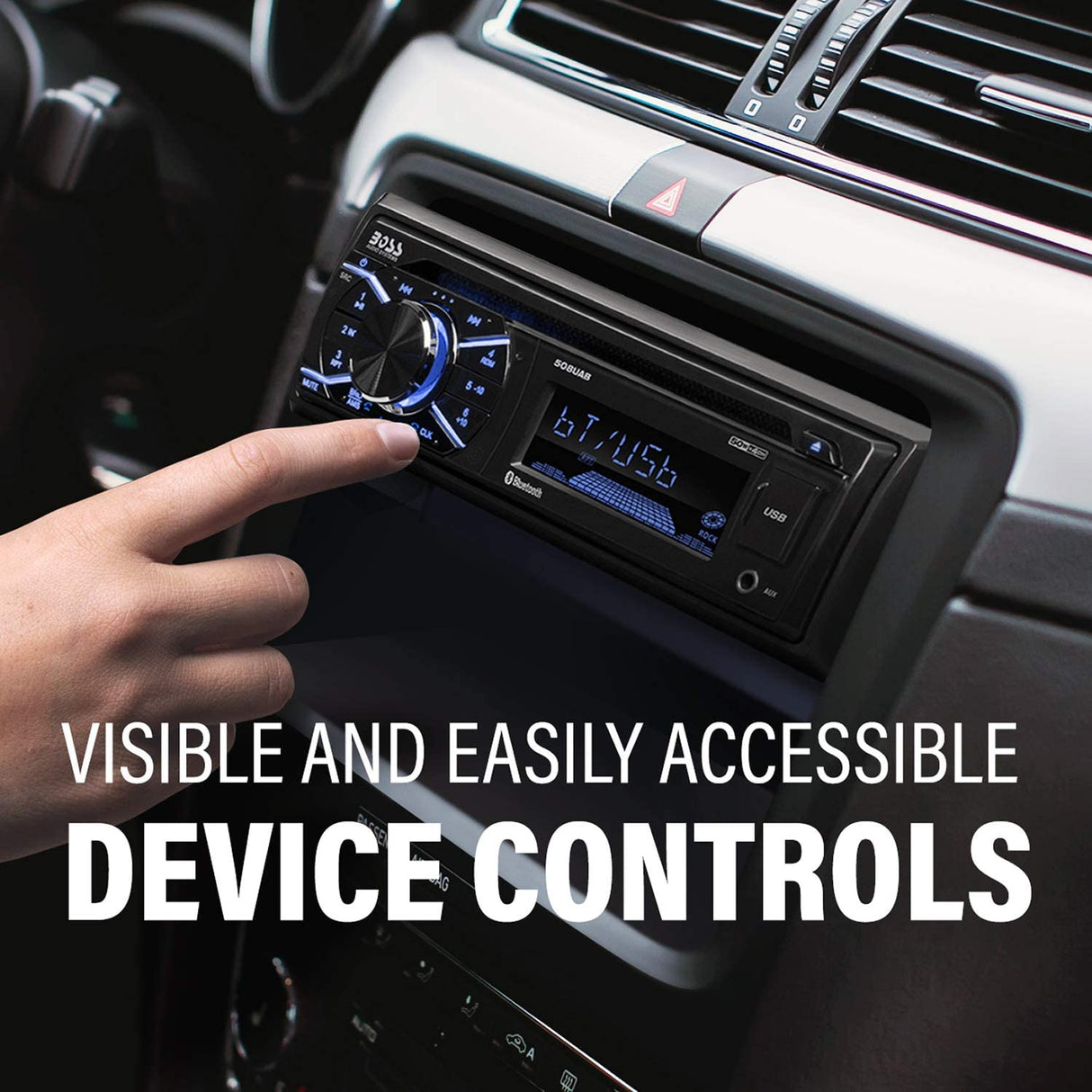 Boss Audio Systems 508UAB Multimedia Car Stereo - Single Din, Bluetooth Audio Hands-Free Calling, Built-in Microphone, CD MP3 USB AUX Input