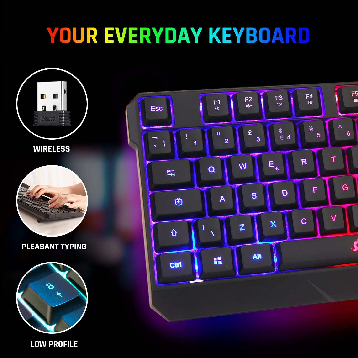 KLIM Chroma Wireless Gaming Keyboard UK Layout
