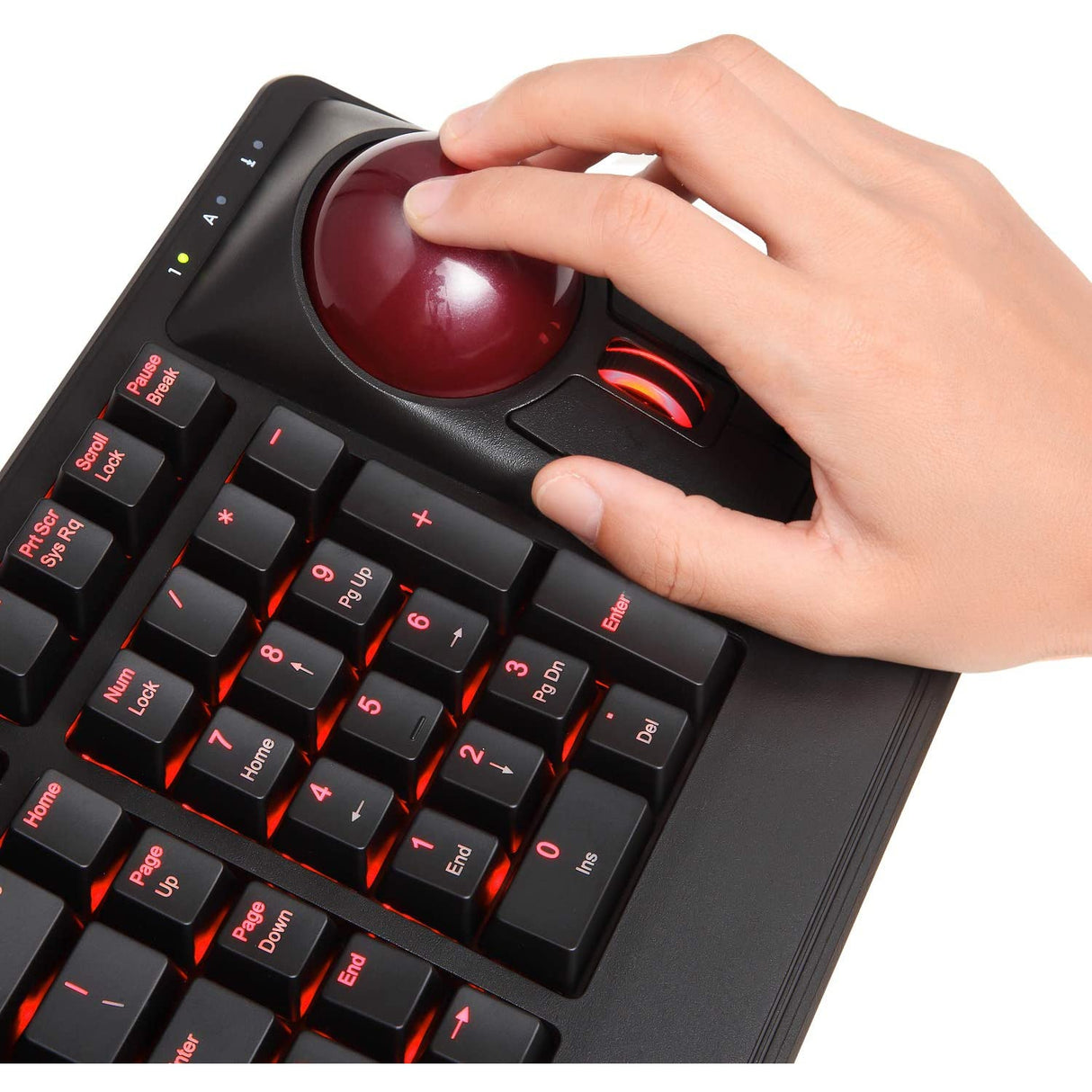 Perixx PERIBOARD-322 Large Trackball Mechanical Keyboard RGB Backlit, US English Layout