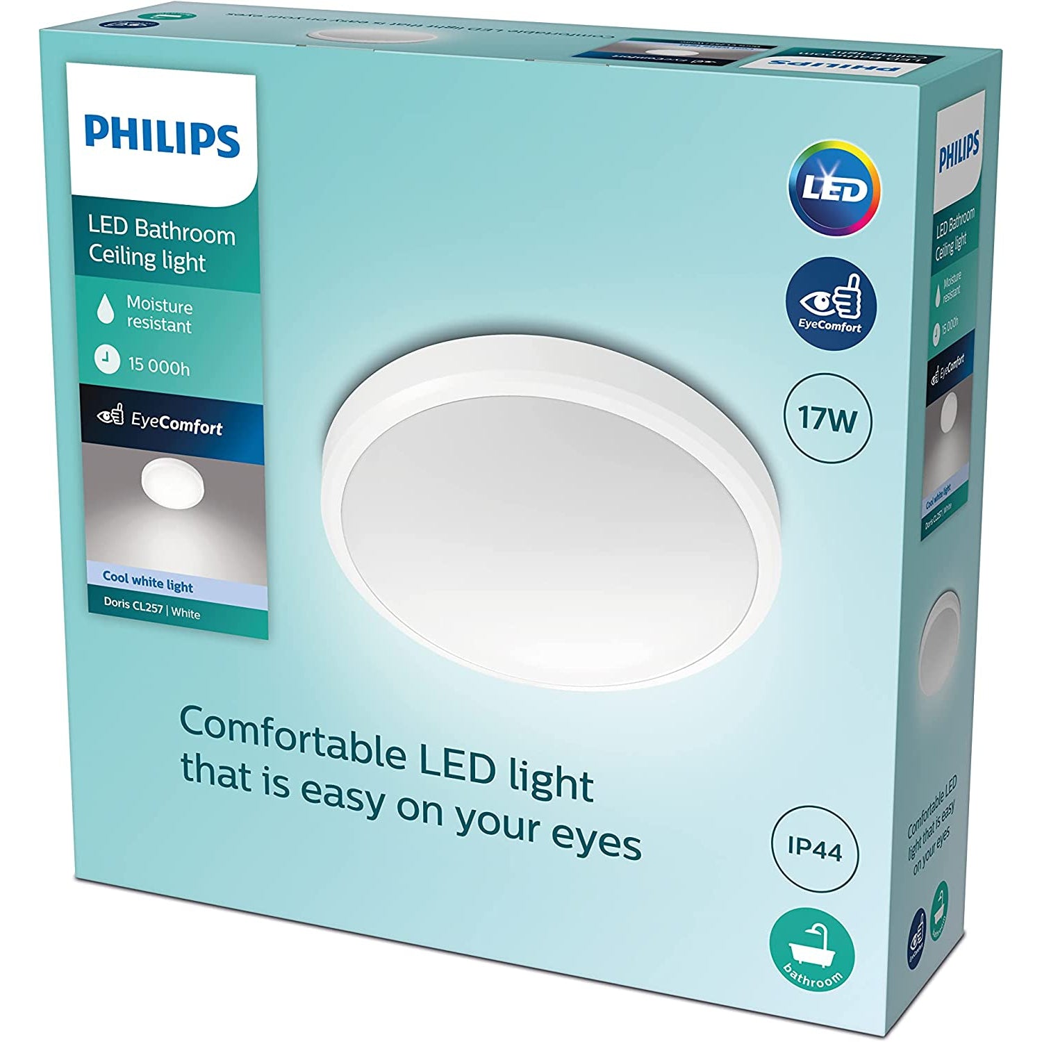 Philips Doris CL257 LED Bathroom Ceiling Light, Chrome