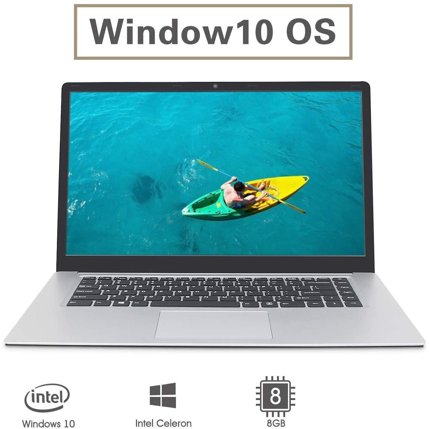 Laptop 15.6-inch 8GB Ram, 128GB / 256GB SSD, Intel Celeron J3455 Quad-core CPU, Windows 10 - Silver