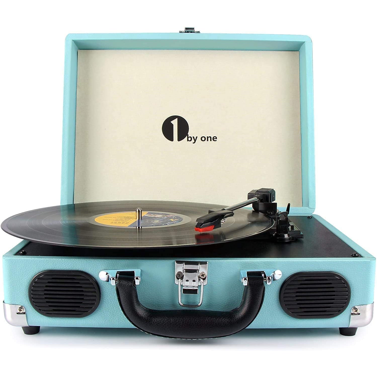1 by One Vintage 3-Speed Turntable - Turquoise