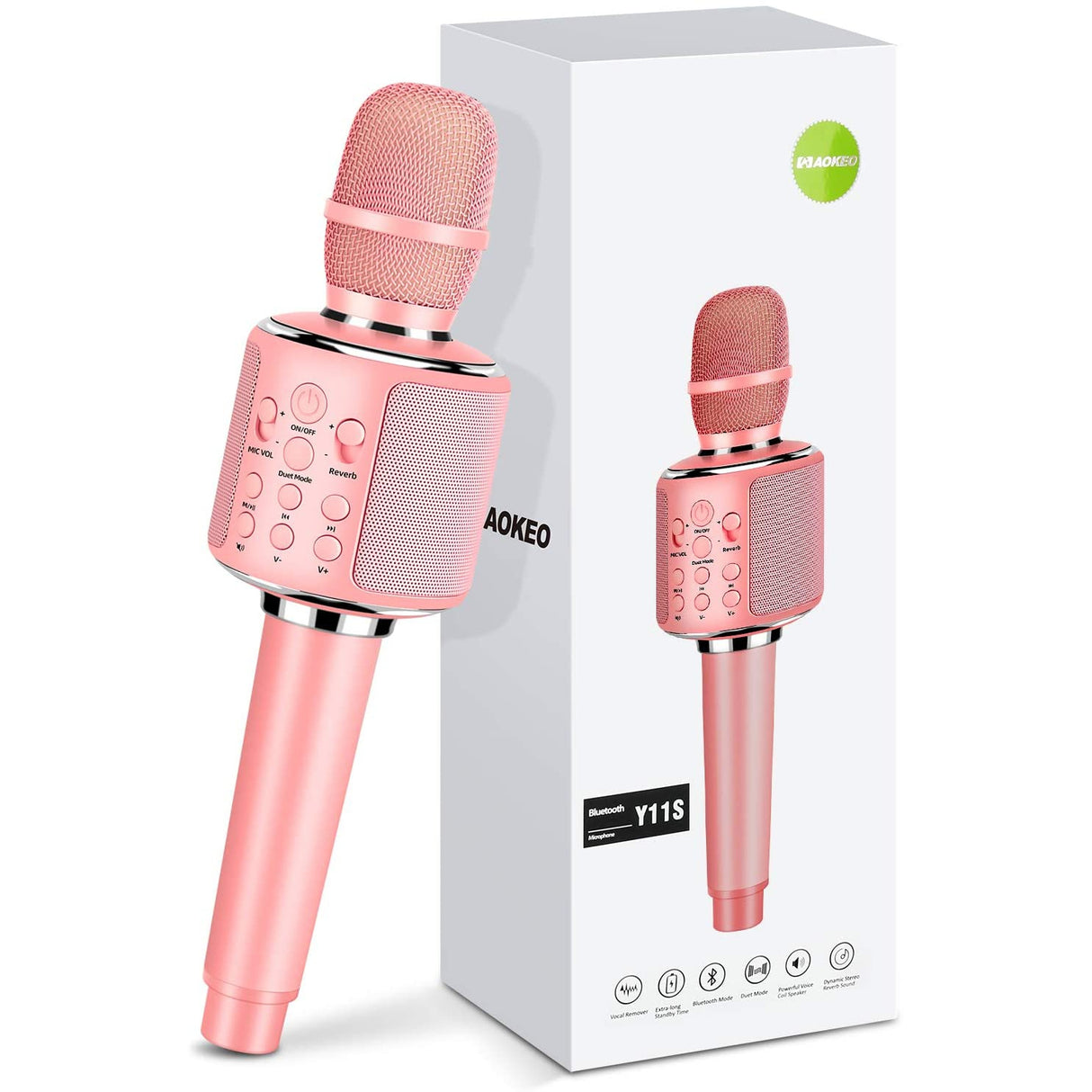 Aokeo Karaoke Microphone K-1 Wireless Karaoke Machine, Pink