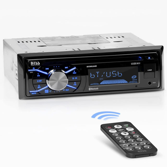 Boss Audio Systems 508UAB Multimedia Car Stereo - Single Din, Bluetooth Audio Hands-Free Calling, Built-in Microphone, CD MP3 USB AUX Input
