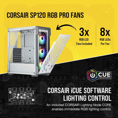 Corsair iCUE 220T RGB Airflow, Tempered Glass Mid-Tower ATX Smart Gaming Case, White