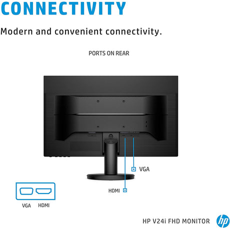 HP v24i Full HD Monitor 1920 x 1080 23.8 Inch Monitor (1 VGA, 1 HDMI) - Black