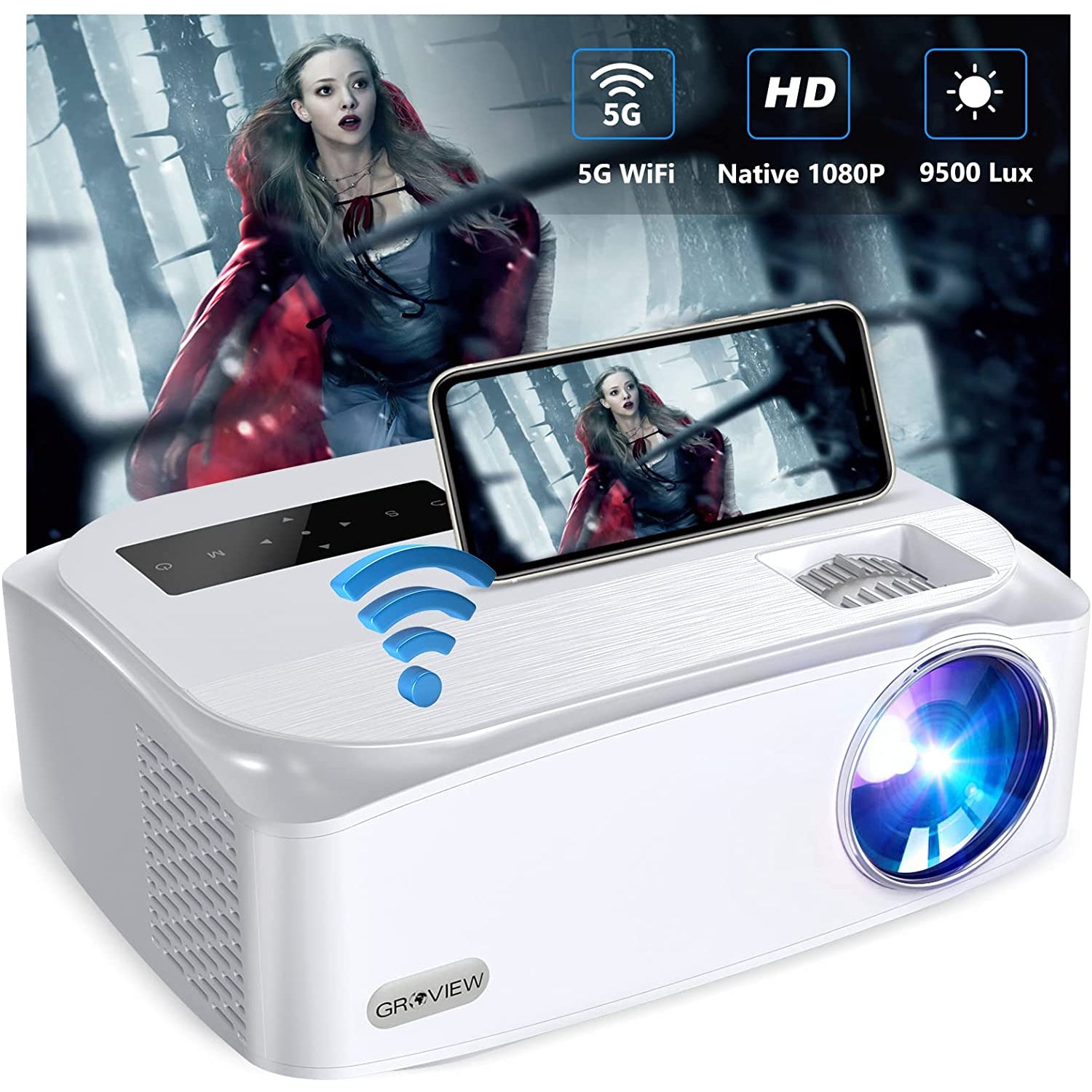 Groview BL-89 Full HD Outdoor Projector With Zoom Function and 300''Display Screen Size