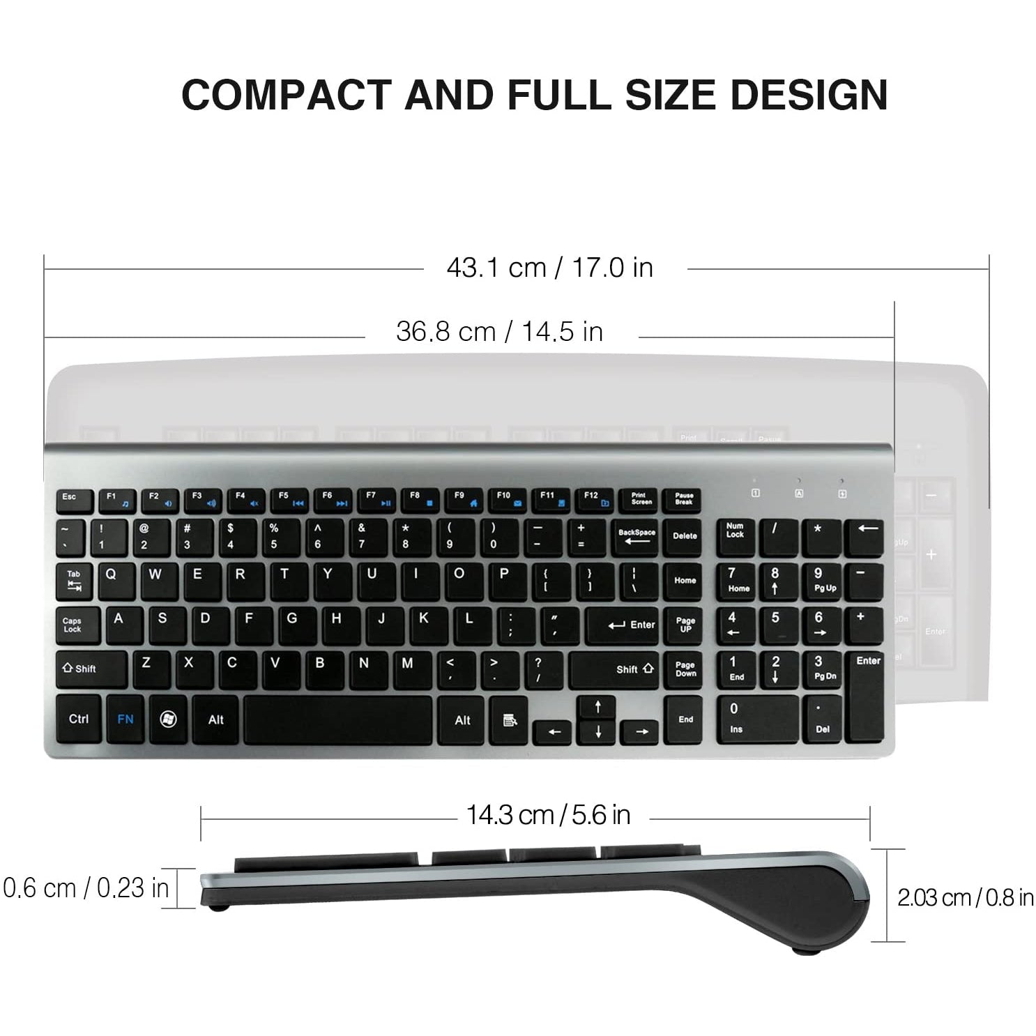 Joyaccess Wireless Keyboard and Mouse Combo Full-size Whisper-Quiet Compact Keyboard and Mouse Set