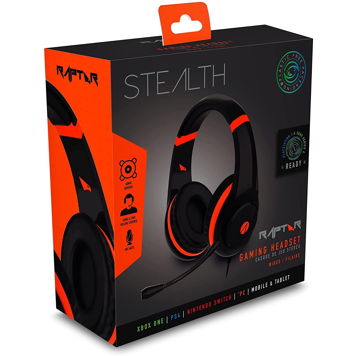 Stealth Raptor Multi-format Stereo Gaming Headset, Black & Orange