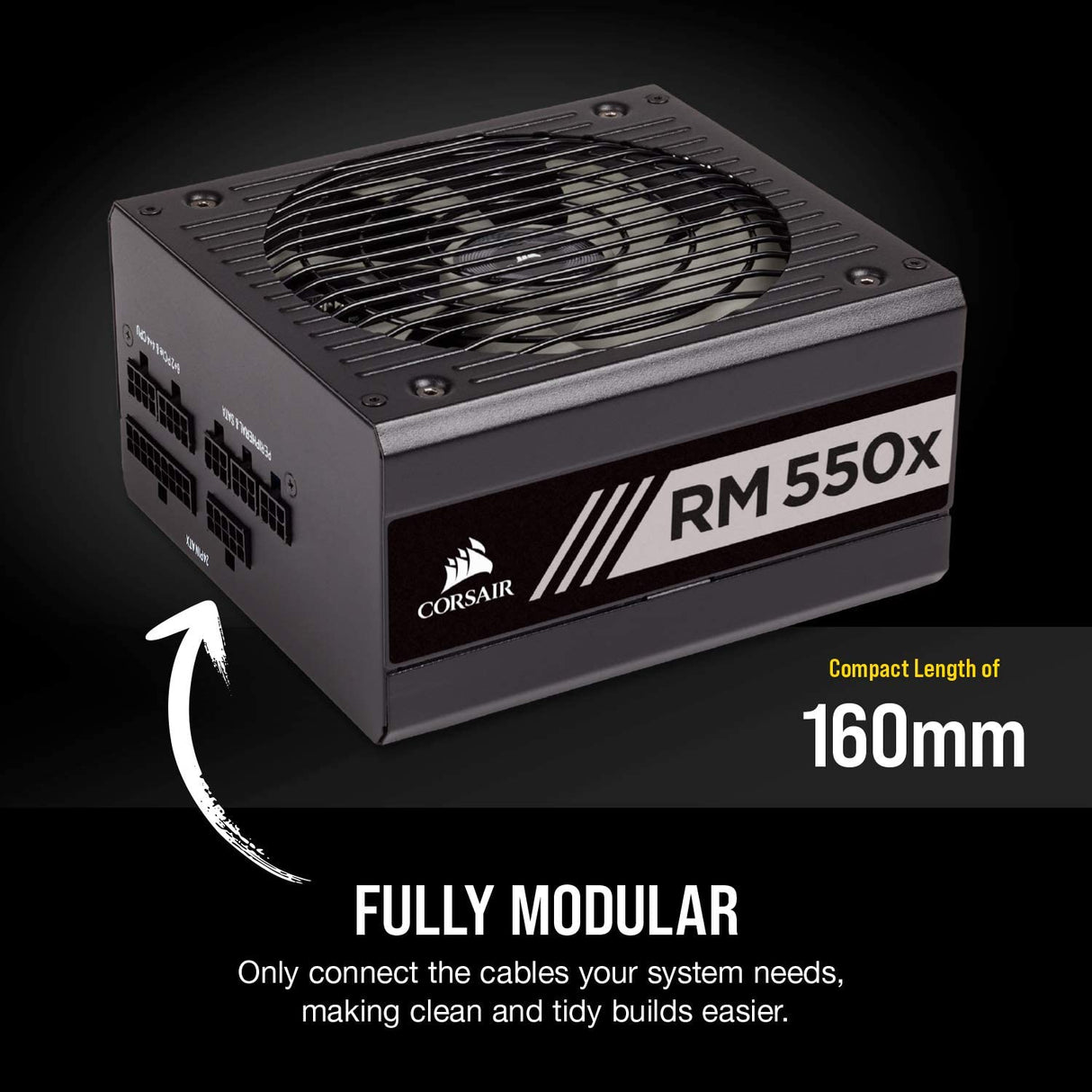 Corsair RM550x 80 PLUS Gold 550 W Fully Modular ATX Power Supply - Black
