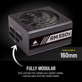 Corsair RM550x 80 PLUS Gold 550 W Fully Modular ATX Power Supply - Black