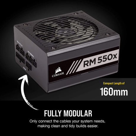 Corsair RM550x 80 PLUS Gold 550 W Fully Modular ATX Power Supply - Black