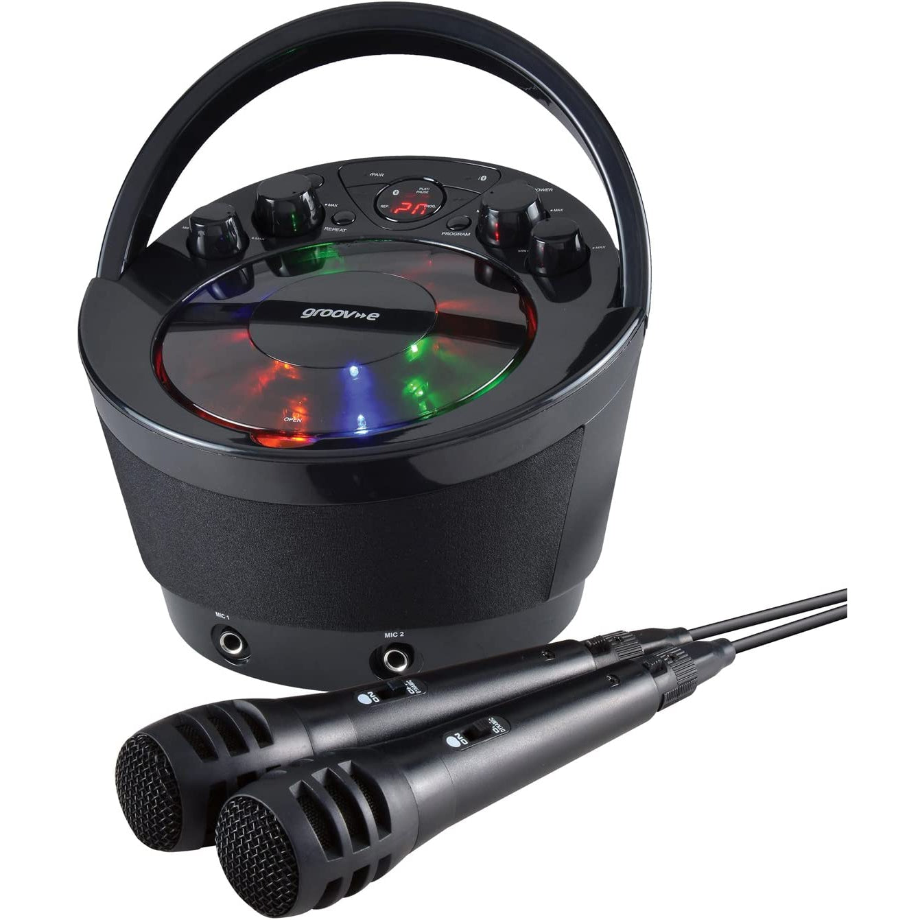 Groov-e GV-PS923 Portable Party Karaoke Boombox Machine with CD Player