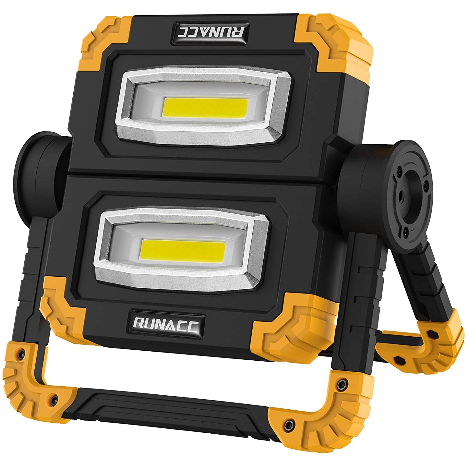 Runacc LED Work Light Rechargeable Folding Flood Light 20W 1500LM Portable Outdoor Stand Work Lights with 360° Rotation