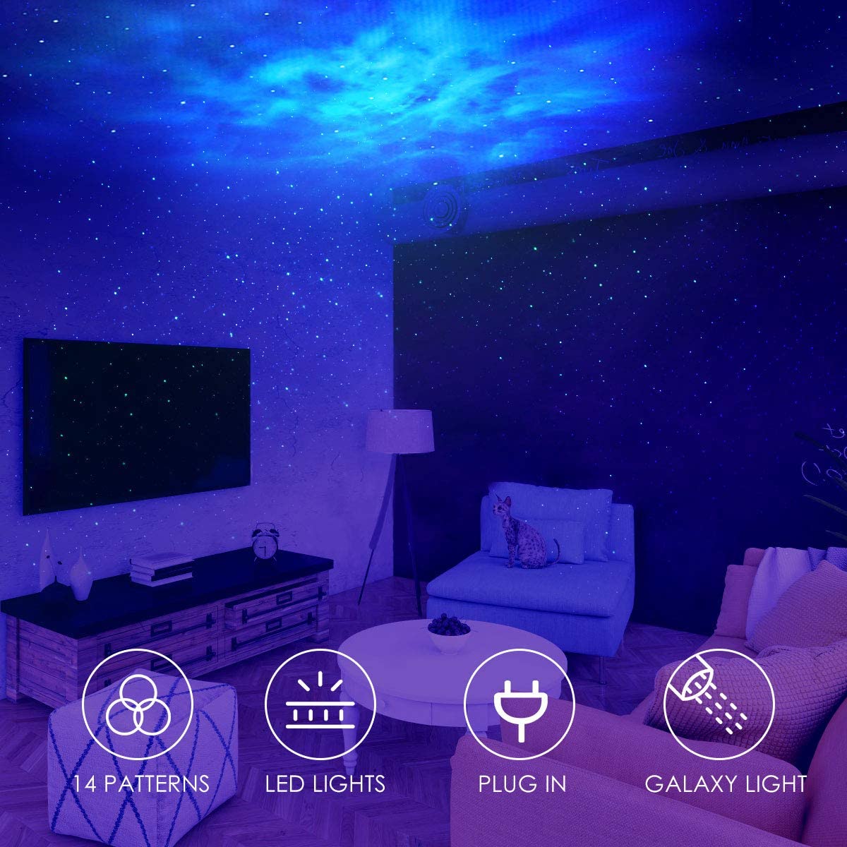 LED Night Light Projector, 2-in-1 Projector Stars Projector Light Star Night Galaxy Projector Light Sky Night