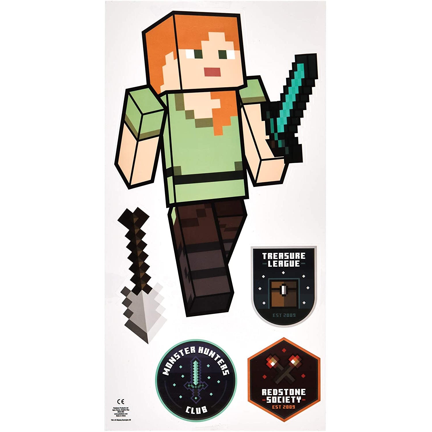 Paladone Minecraft Decals, Removable Vinyl Wall Stickers, 4 Sheets