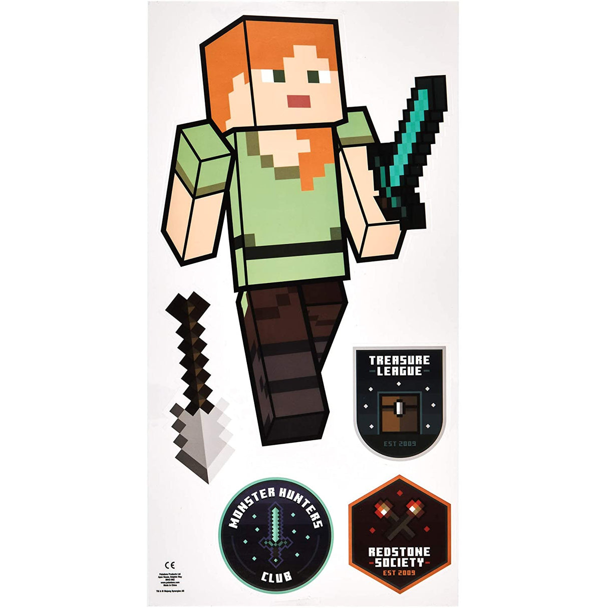 Paladone Minecraft Decals, Removable Vinyl Wall Stickers, 4 Sheets