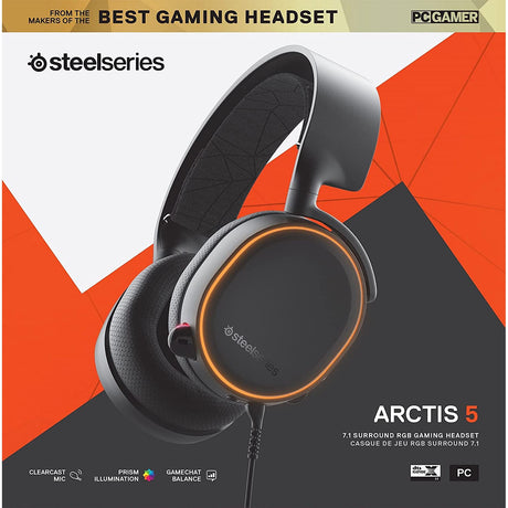 SteelSeries Arctis 5 Gaming Headset, RGB Illumination, PC and PlayStation, Black