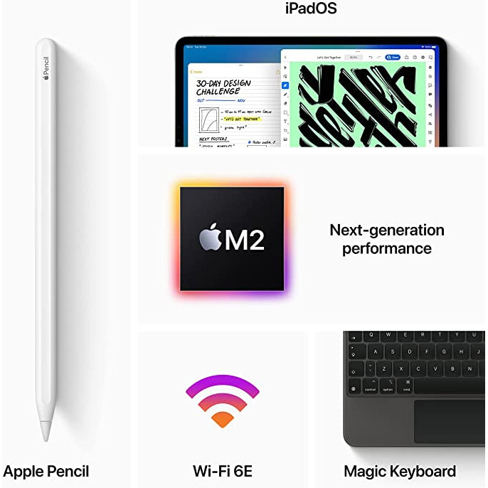 Apple 12.9" iPad Pro (2022) - 128GB - M2 Chip - Wi-Fi 6E - Silver - Refurbished Excellent