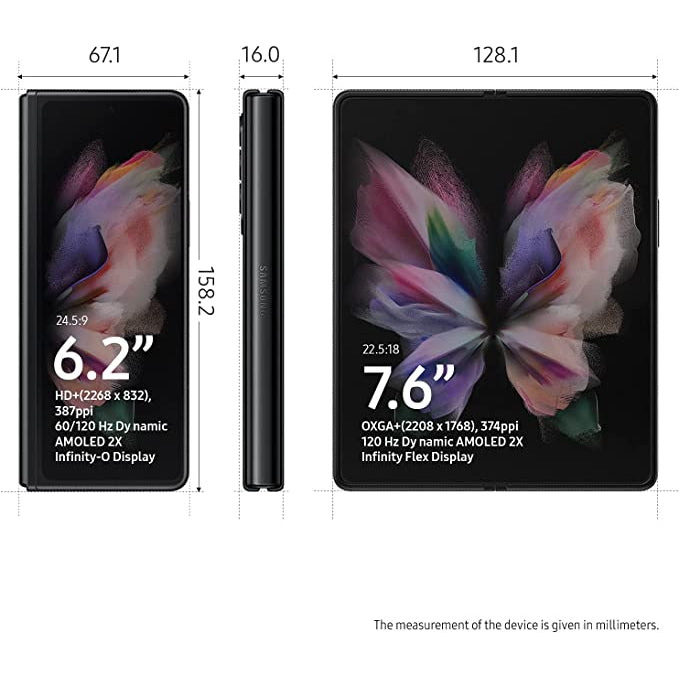 Samsung Galaxy Z Fold 3, 5G 256GB, Phantom Black, Unlocked - Good Condition