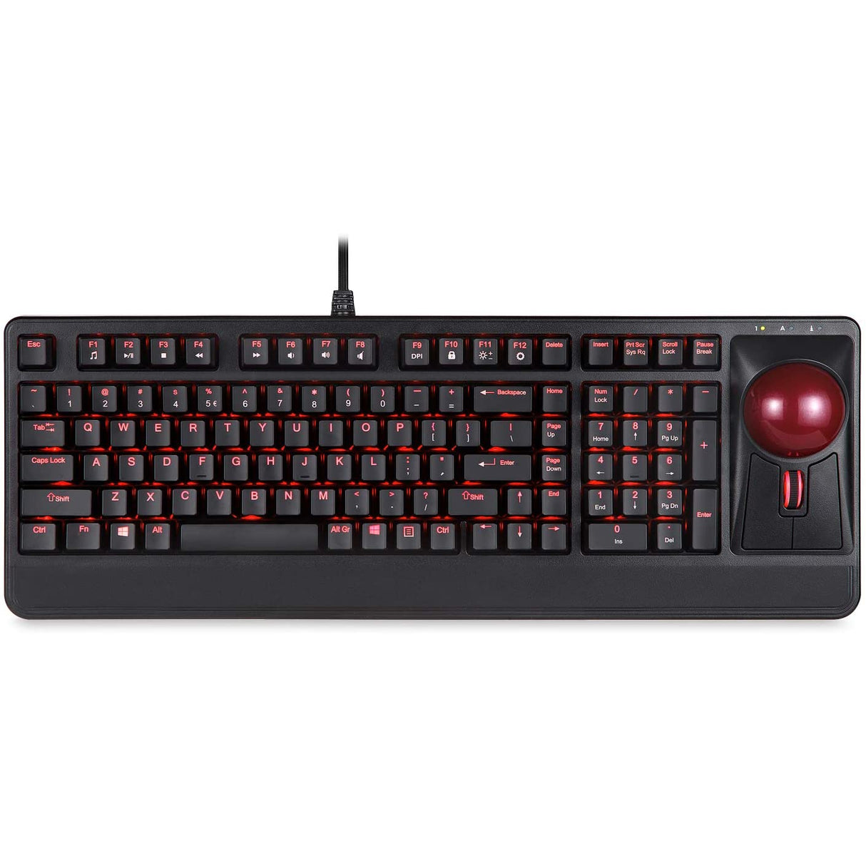 Perixx PERIBOARD-322 Large Trackball Mechanical Keyboard RGB Backlit, US English Layout