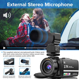 Video Camera Camcorder 2.7K Ultra HD YouTube Vlogging Camera 36MP IR Night Vision Digital Camera Recorder 16X Digital Zoom 3 inch IPS Touch Screen