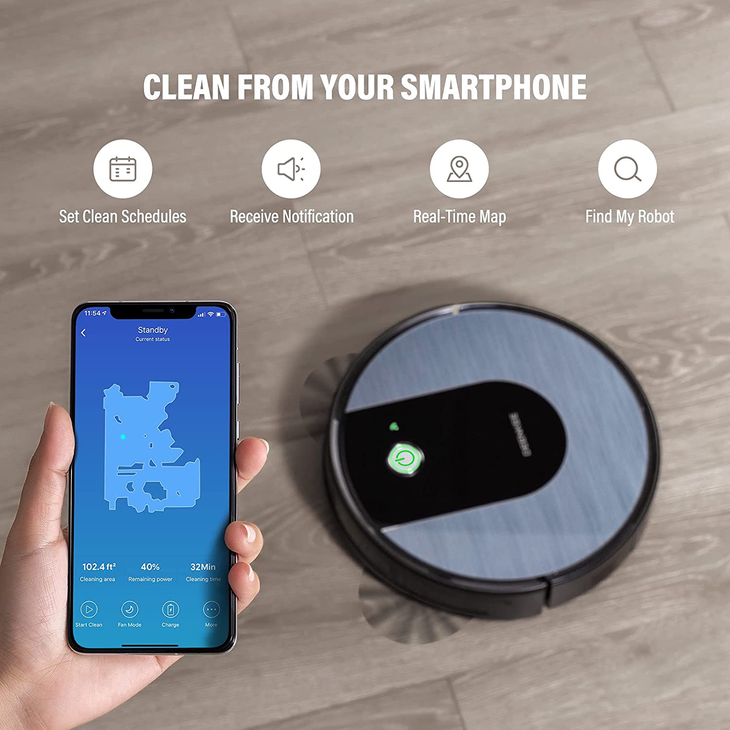 Deenkee DK700 Wi-Fi/App/Alexa Robot Vacuum Cleaner 1600Pa Suction for Pet Hair, Hard Floors And Carpets