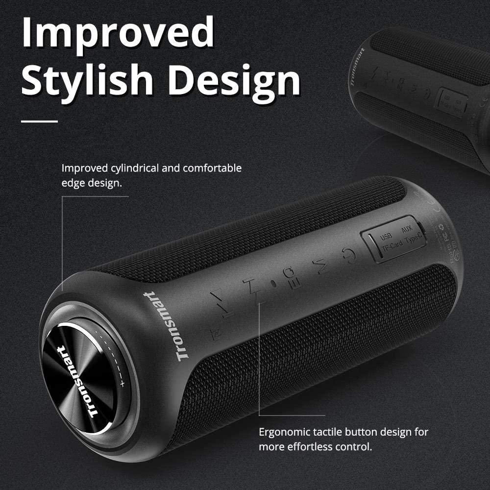 Tronsmart T6 Plus (Upgraded Edition) 40W Portable Outdoor Wireless Speaker With Tri-Bass Effects