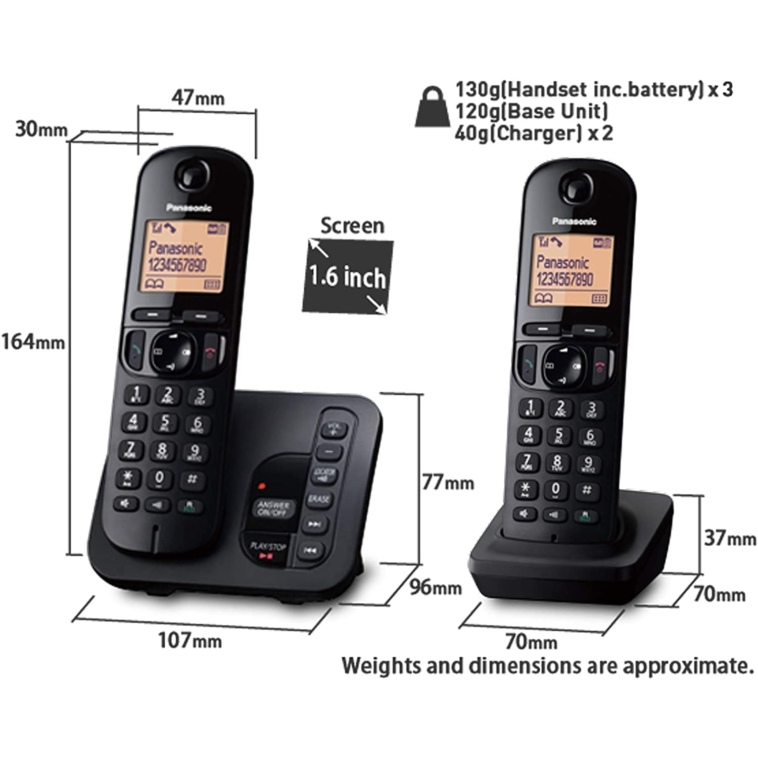 Panasonic KX-TGC223EB DECT Cordless Phone with Answering Machine - Trio - Refurbished Excellent