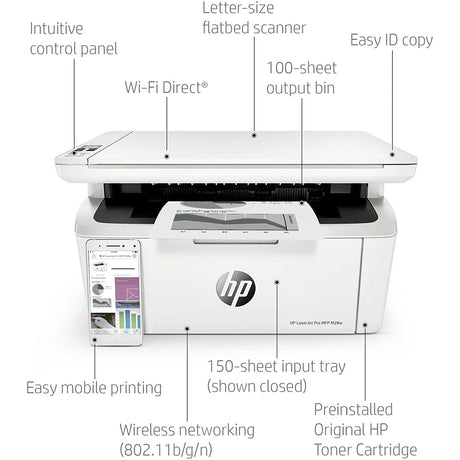 HP LaserJet Pro M28w Wireless Multifunction Printer - White
