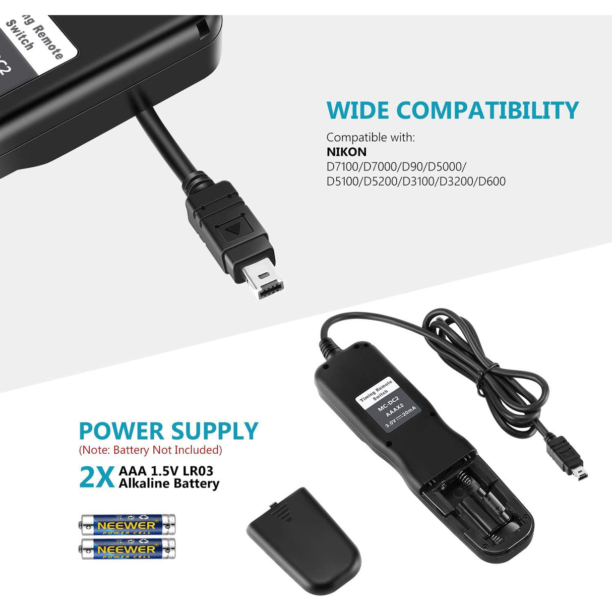 Neewer Digital Timer Remote Shutter Release Trigger (Replacement for MC-DC2)