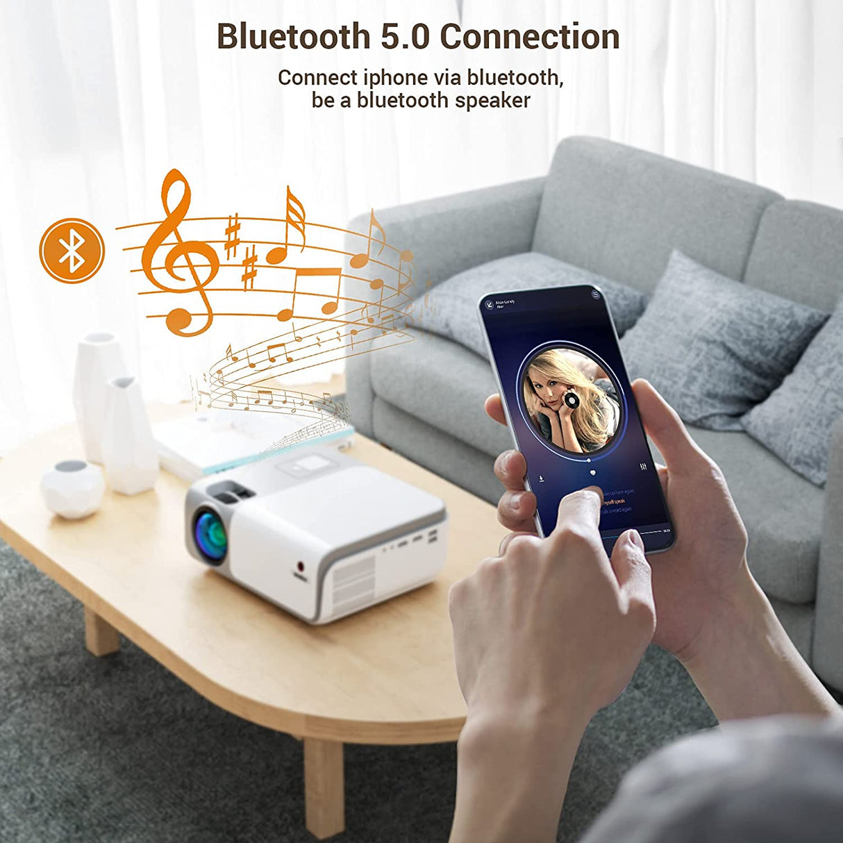 Wimius W1 Bluetooth Projector, Full HD Support 4K - Excellent