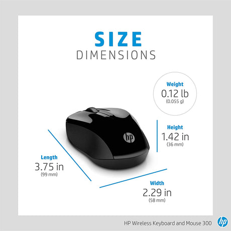 HP Wireless Keyboard and Mouse 300 Combo [UK Layout], Black