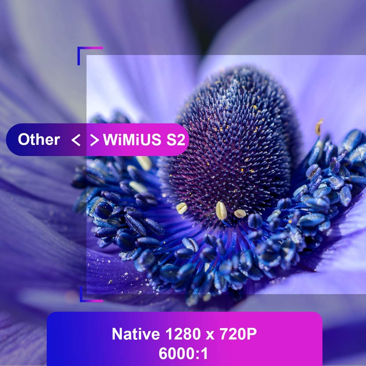 Wimius S2 WiFi Projector, 6200 Lumens Wireless Mirroring Portable Projector (White/Black)