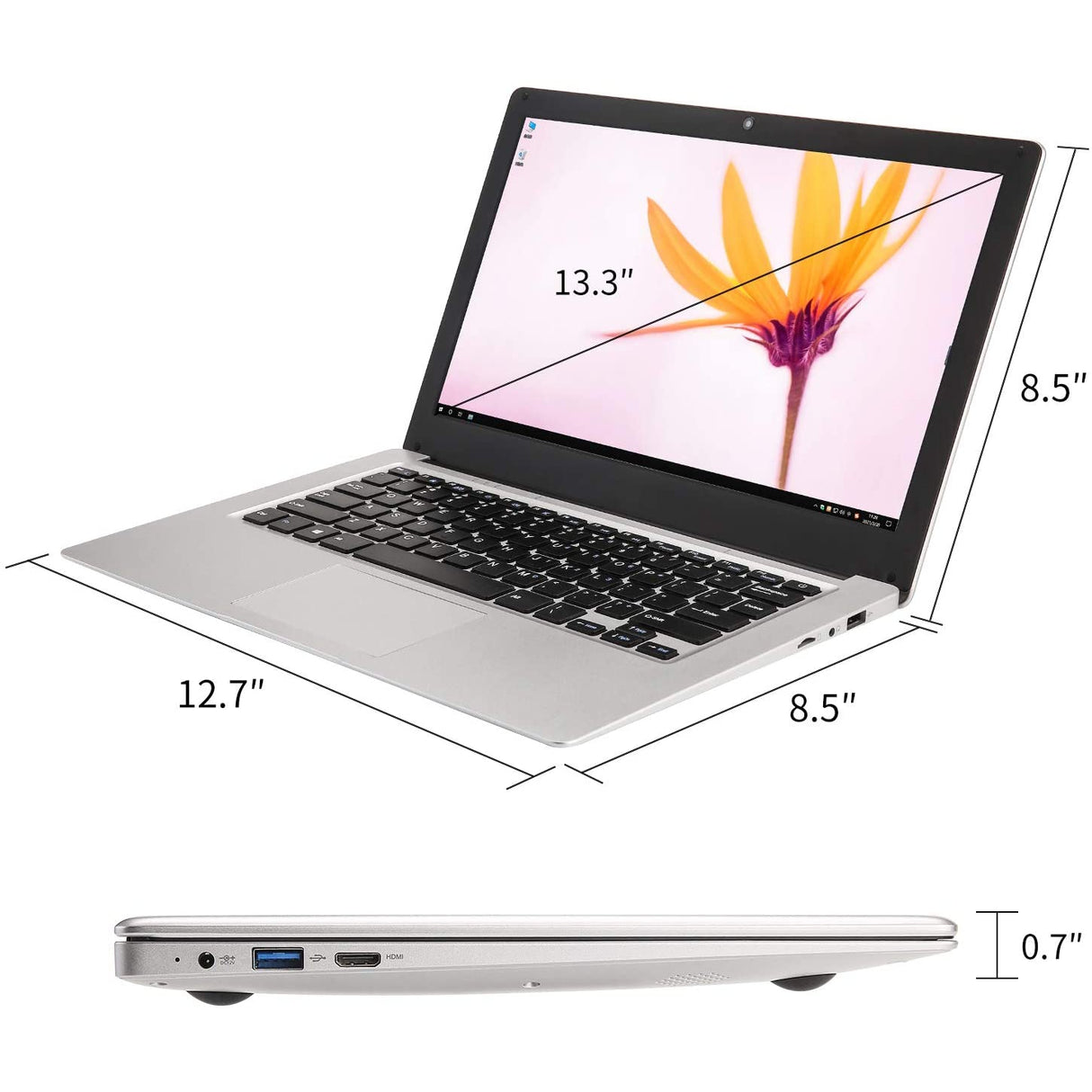 Notebook Laptop 14.1", Intel Celeron N3350 @ 1.10GHZ, 6GB Ram, 64GB SSD, Intel HD 500 - Silver