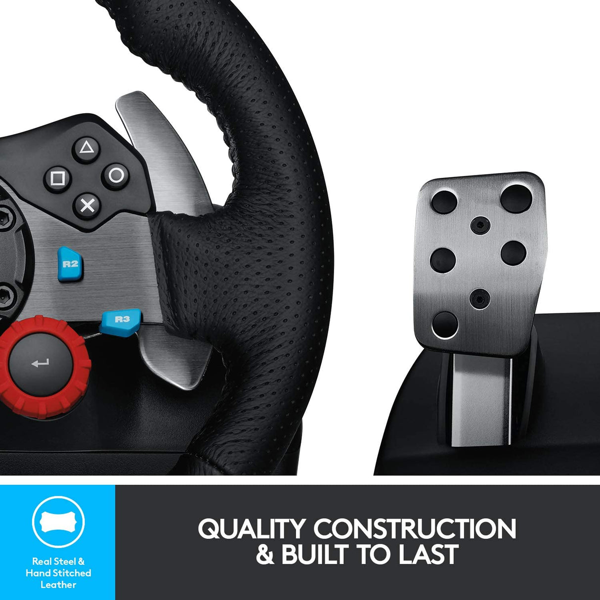 Logitech G29 Driving Force Racing Wheel and Floor Pedals for PlayStation and PC, Black
